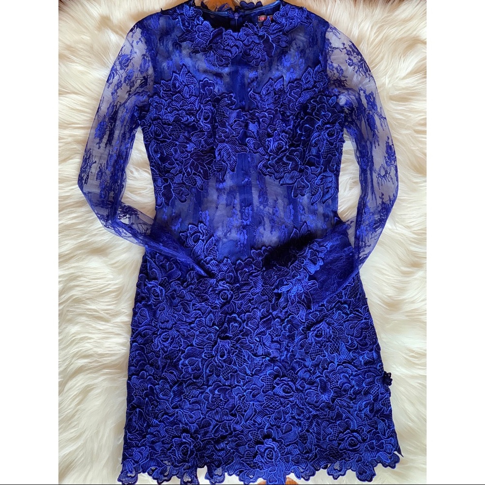 Long Sleeve Embroidery Lack Dress